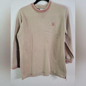 90s Vintage Calvin Klein Men's Beige Crewneck Sweater